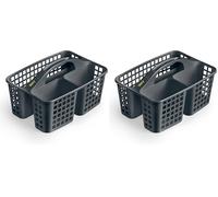 Mery | Cleaning Products Basket | Under Sink Cleaning Products Organizer | Sink Storage | 3 Compartments | Durable Material | Dark Grey | 23.4 x 31 x 19 cm (Pack of 2)
