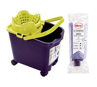 Mery Microfibre Bucket and Mop Set, Polypropylene, Purple, Measurements: 38 x 25.5 x 39.5 cm, 14 Litres