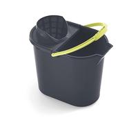Mery | Oval Bucket with Drainer | Scrub Bucket | Anatomical Handle | Polypropylene | 12 Litres | Grey and Lime | Measurements: 31.5 x 25 x 34 cm