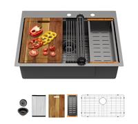 Meryiao 30 Inch Drop in Kitchen Sink, Top Mount Kitchen Sink Workstation