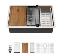 Meryiao 30 Inch Undermount Kitchen Sink T304 Stainless Workstation Sink