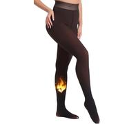 MERYLURE Fleece Lined Tights Women Fake Translucent Winter Warm Thick Pantyhose Thermal Sheer Leggings for All Skin Tone, Cocoa, L