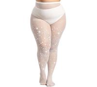 MERYLURE Plus Size Rhinestone Fishnet Stockings,Sparkly Tights for Women Glitter Party Pantyhose Concert Outfit Leggings