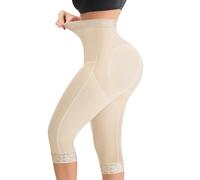 MERYOSZ Shapewear Tummy Control Shorts Body Shaper High Waisted Butt Lifting Panties Thigh Slimmer Capri Girdles, Beige, Large