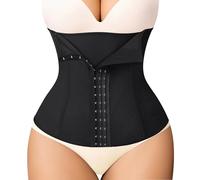 MERYOSZ Waist Trainer Corset Zipper Tummy Control Shapewear Breathable Waist Cincher for Women Body Shaper Sport Girdle, Black Hooks, Large