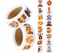 Merzio 1000PCS Cute Animal Stickers, Bulk Sticker Rolls for Reward, Waterproof Cartoon Dino Jungle Animals Sticker Packs for Teachers Scrapbook Skateboard Water Bottle Computer Car and Phone