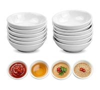 Merzio 12 Pcs Ceramic Dipping Bowls, 7.5cm Small Ramekins for Dips, White Porcelain Soy Sauce Dish, Round Side Seasoning Dishes for Sushi, Ketchup, BBQ, Snacks & Condiments