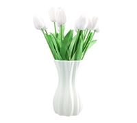 Merzio 12Pcs Artificial White Tulips Flowers Real Touch Fake Tulip Bouquets for Home Room Wedding Party DIY Floral Arrangements Decoration
