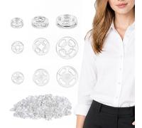 Merzio 60 Sets Clear Plastic Snap Fasteners,Press Studs Poppers Buttons | Invisible Sew-on Buttons for Clothing Shirts DIY Crafts Sewing Supplies (7.5mm, 10mm, 12.5mm)