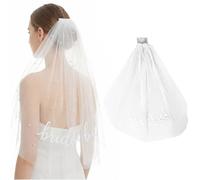 Merzio Bride to Be Veil, Pearl Bridal Veil, White Short Wedding Veil for Bachelorette Party, Hen Do Veil Bridal Gifts for the Bride