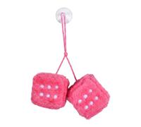 Merzio Pink Fluffy Dice for Car, 6cm/2.36" Fuzzy Plush Dice Rear View Mirror Hanging Accessories, Cute Furry Car Decor Ornaments for Women Girls, Retro Washable Car Mirror Charms