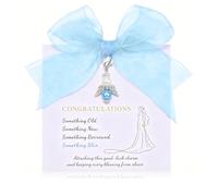 Merzio Something Blue for The Bride Angel Wings Wedding Bouquet Charms, Bridal Gifts for Wedding Day, Lucky Keepsake Bride to Be Gifts