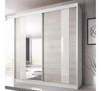 mesa 183cm mirrored wardrobe and 2 sliding doors in matt white