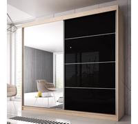 mesa 233cm mirrored wardrobe and 2 sliding doors in oak black gloss