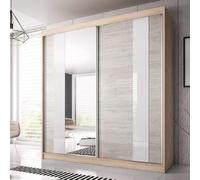 mesa 233cm mirrored wardrobe and 2 sliding doors in sonoma oak