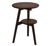 Mesa Auxiliar pequeña,mesa Auxiliar Redonda de Madera maciza de Doble capa,mesa Auxiliar de Estilo moderno,mesita de Noche para espacios pequeños,adecuada para sala de Estar,dormitorio Walnut