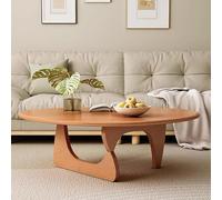 Mesa de Centro Triangular moderna,mesa de Centro de Madera maciza para sala de Estar,Estilo granja,mesa de Centro moderna ovalada de mediados de siglo,adecuada para Patio,oficina,balcón Cherry,90cm