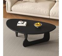 Mesa de Centro Triangular moderna,mesa de Centro de Madera maciza para sala de Estar,Estilo granja,mesa de Centro moderna ovalada de mediados de siglo,adecuada para Patio,oficina,balcón Black,110cm