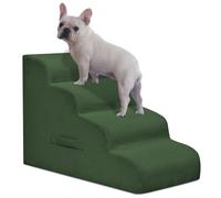 Mesa Lemon Dog Steps for Small Dogs, 4-Step Pet Ramp Stairs for High Beds and Sofa, Non-Slip Pet Stairs for Small Dogs and Cats, Removable and Easy to Clean Cover, Green