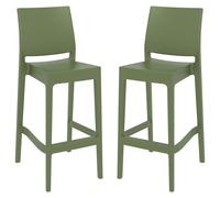 mesa olive green polypropylene bar stools with glass fiber in pair