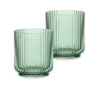 Mesa Sage Green Plastic/Acrylic 15oz Ribbed Drinking Tumbler Set - for Camping & Picnics (2)