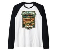 Mesa Verde National Park Colorado Retro Cliff Dwelling Badge Raglan Baseball Tee