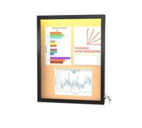 MESAILUP 26"X20" Enclosed Bulletin Board with LED Lights, Tamper-Proof Wall Display Case,Outdoor IP65 Waterproof Lockable Cork Bulletin Board for Office, School, Restaurants,Black Frame