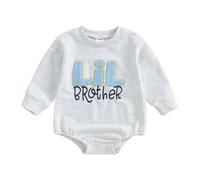 Mesalynch Big Brother Little Brother Matching Fall Spring Clothes Kid Toddler Boy Embroidered Sweatshirt Jumper Newborn Baby Boys Romper (Lil Brother, 6-12 Months)