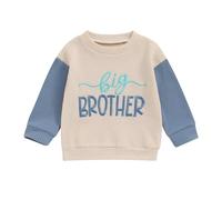 Mesalynch Big Little Brother Sister Matching Jumper Kid Toddler Girl Boy Embroidered Letter Sweatshirt Newborn Baby Girls Boys Romper Spring Fall Outfit Clothes (Blue Big Brother, 4-5T)