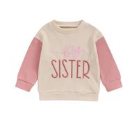 Mesalynch Big Little Brother Sister Matching Jumper Kid Toddler Girl Boy Embroidered Letter Sweatshirt Newborn Baby Girls Boys Romper Spring Fall Outfit Clothes (Pink Big Sister, 4-5T)