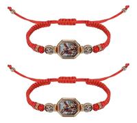 MESARCH 2Pcs Red Saint Michael Bracelet Catholic Woven Charm and Prayer Bracelet Religious Easter Gift Esclava De San Judas Tadeo