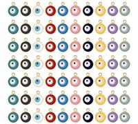 MESARCH 80Pcs/160Pcs Gold Evil Eye Beads Charms Alloy Enamel Turkish Eye Pendant Bulk for Diy Mexican Bracelet Necklace Earring Jewelry Making, Enamel Zinc, No Gemstone
