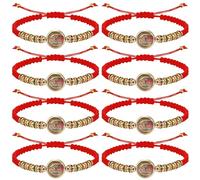 MESARCH 8Pcs Red Rope Virgen de Guadalupe Bracelet San Judas Tadeo Bracelet Handmade Adjustable Religious Prayer Protection Bracelet For Women Men, One Size, Nylon, Rhinestone