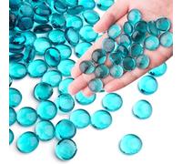 Meschett 0.44KG Sea Blue Glass Marbles,Transparent and Smooth Flat Glass Beads for Vases,Mosaic Gem Pebbles for Aquarium Decor,Floral Arrangements,Mancala Stones,Vase Filler and Crafts