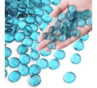 Meschett 0.44KG Sea Blue Glass Marbles,Transparent and Smooth Flat Glass Beads for Vases,Mosaic Gem Pebbles for Aquarium Decor,Floral Arrangements,Mancala Stones,Vase Filler and Crafts