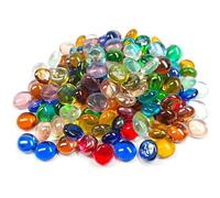 Meschett 1LB Mini Glass Gems,Mixed Colour Mancala Stones Flat Bottom Marble Beads for Home Decorative Art Craft Vase Filler(0.5"~0.7") Approx. 170PCS