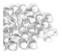 Meschett 50PCS Mini Glass Gems,Clear Mancala Stones Flat Bottom Marble Beads for Home Decorative Art Craft Vase Filler(0.5"~0.7")