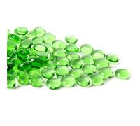 Meschett 50PCS Mini Glass Gems,Green Mancala Stones Flat Bottom Marble Beads for Home Decorative Art Craft Vase Filler(0.5"~0.7")