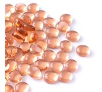 Meschett 50PCS Mini Glass Gems,Pink Mancala Stones Flat Bottom Marble Beads for Home Decorative Art Craft Vase Filler(0.5"~0.7")