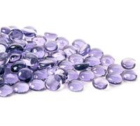 Meschett 50PCS Mini Glass Gems,Purple Mancala Stones Flat Bottom Marble Beads for Home Decorative Art Craft Vase Filler(1.3cm~1.8cm)