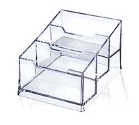 Meschett Clear Acrylic Business Card Holder,3 Tier Premium Acrylic Clear Business Card Holder Stand for Desk Fits 150 Business Cards