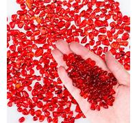 Meschett Colorful Glass Stones, 0.44 KG Fish Tank Gravel, Small Irregular Rainbow Aquarium Gravel for Aquarium Decorations and Turtle Tank, Sea Glass Beads Crystals for Fish Bowl, Vase Filler,Red