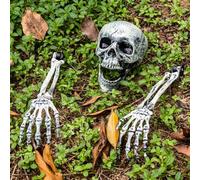 Meschett Halloween Decorations Skeleton Stakes,3 PCS Realistic Skull Head Skull Arms Yard Lawn Garden Stakes,Groundbreakers for Halloween Decorations Outdoor Graveyard Yard,Halloween Decor Supplies