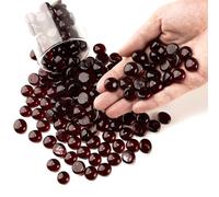 Meschett Mini Flat Glass Marbles,880g Dark Red Glass Beads for Vases, Floral Bottom Mancala Gems Pebbles Fish Tank Rocks for Table Scatter Aquarium,Vase Fillers,Home Decorative Art Craft (0.5"~0.7")