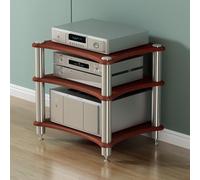 MESCXTY 1 2 3 4 Tier AV Media Stand Component Cabinet Corner Shelf Wooden Stereo Audio Rack Tower CD Player for Home/Office/Audio Video/DJ/Theater (Red Walnut,3 Tier-60x50x60cm)