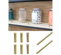 MESCXTY 2 Kit Shelf Guard Rail 4 10 12 24 36 48 72 inch, Shelves Guardrail Bars for Kitchen Cabinets, Bookcase Tube Barrier System, Closet Tipping Rack(Style-B,70in/177.8cm)