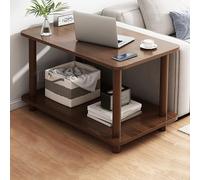 MESCXTY 2-Tier Round End Table with Storage Shelf, Sofa Side Compact Nightstand Wood Tabletop, Bedside for Small Spaces, Bedroom, Living Room, Easy Assembly(60x40x53cm(24x16x22inch), Brown)