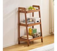 MESCXTY 3-Tiers Ladder, Saving Space Shelves for Small Spaces,Mid Century Modern Bookcase, Free Standing Side Table Bedroom Living Room Kitchen(4-Tiers, Tan)