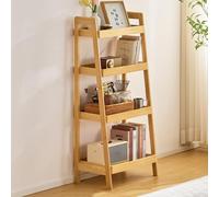 MESCXTY 3-Tiers Ladder, Saving Space Shelves for Small Spaces,Mid Century Modern Bookcase, Free Standing Side Table Bedroom Living Room Kitchen(4-Tiers, Wood)