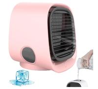 MESCXTY Airabreeze USB Powered Portable Air Cooler, 3-Speed with LED Night Light, Lightweight Desktop Cooling Fan for Home Office Bedroom Travel pink